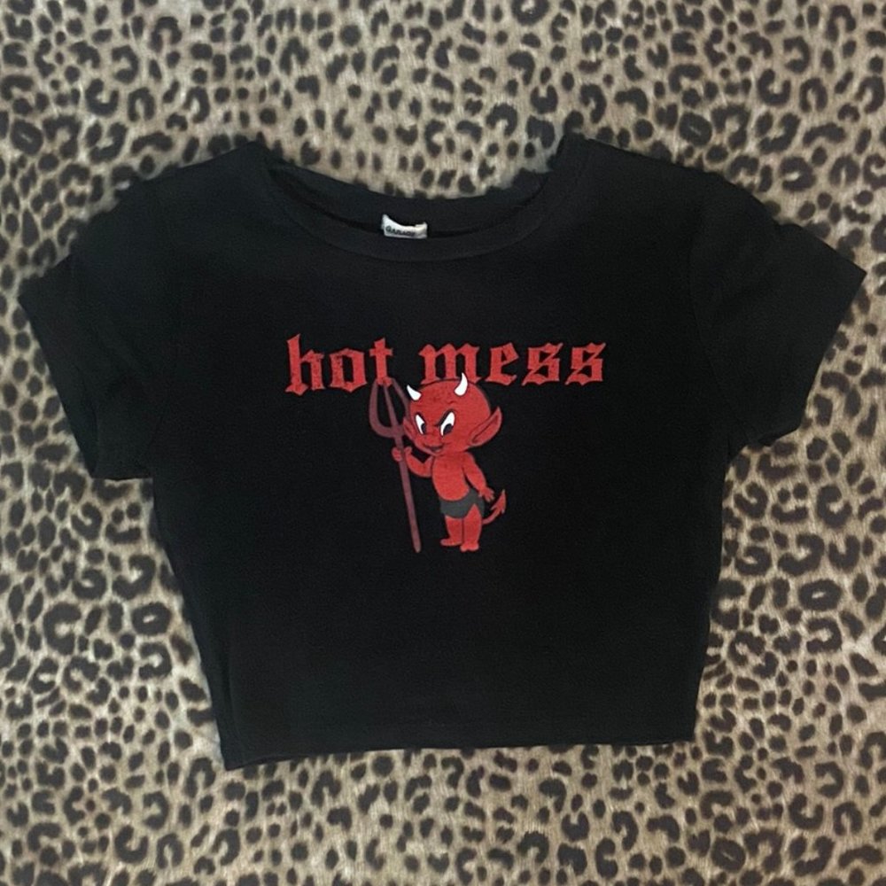 GARAGE (Size XS) Hot Mess Devil Crop Top
